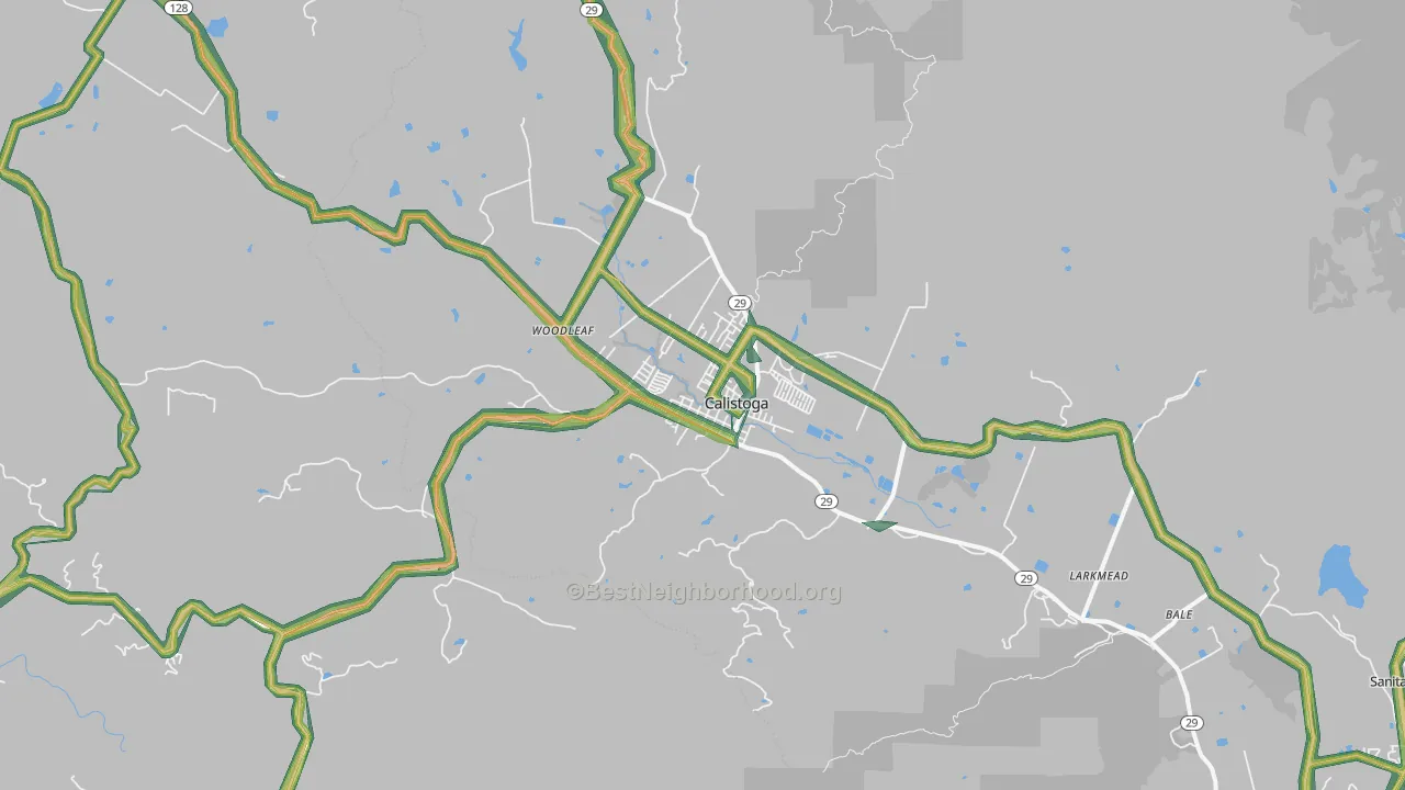 Calistoga, CA Map of Noise Levels in Calistoga