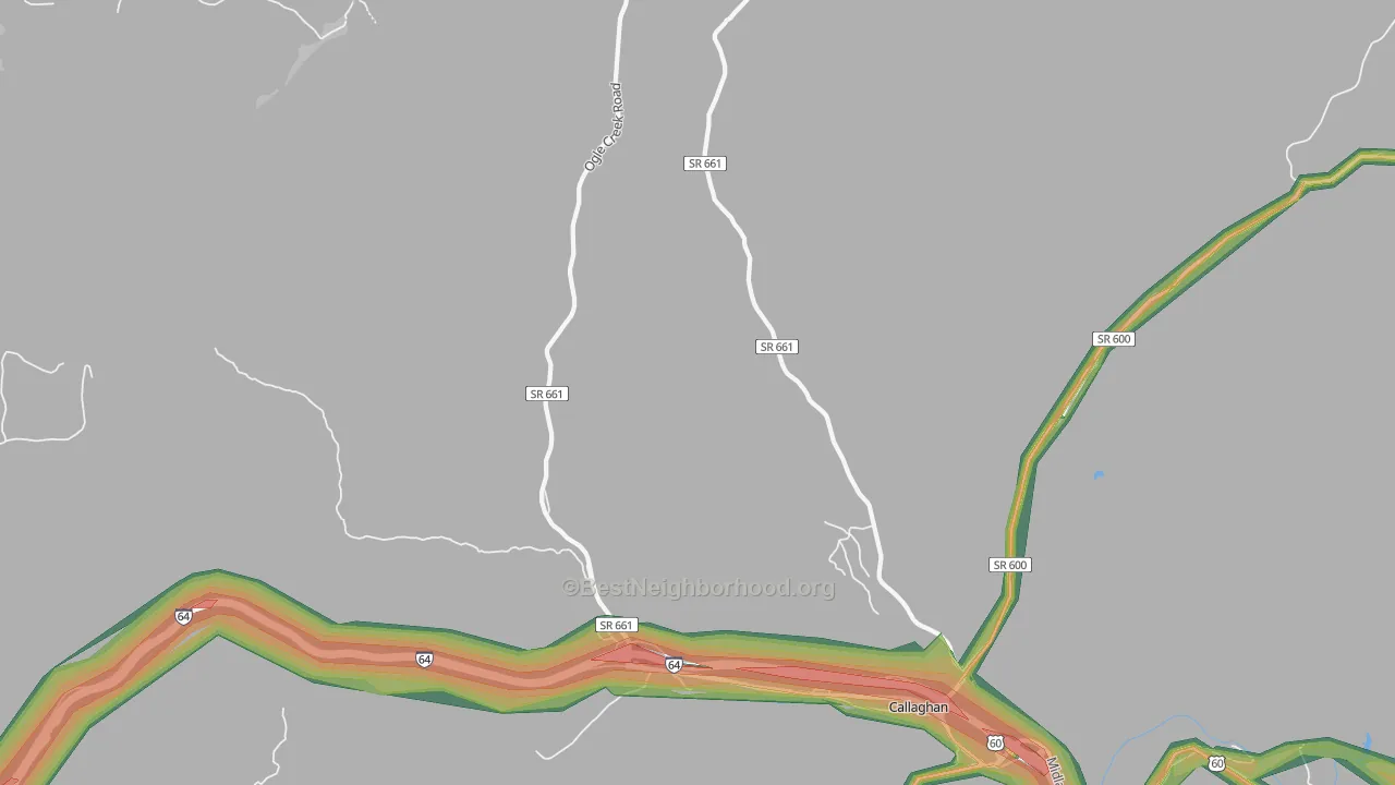 Callaghan, VA Map of Noise Levels in Callaghan