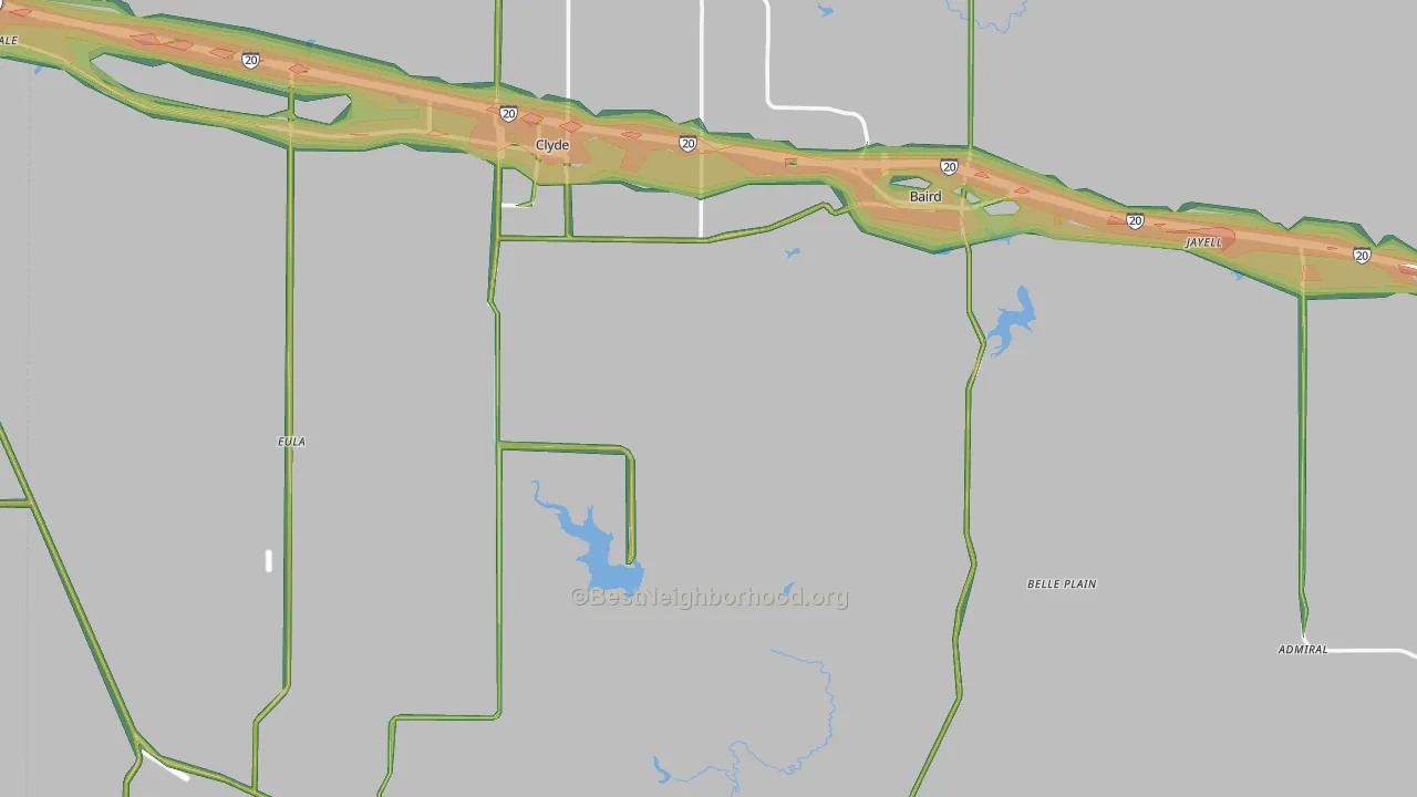 Callahan County, TX Map of Noise Levels in Callahan County