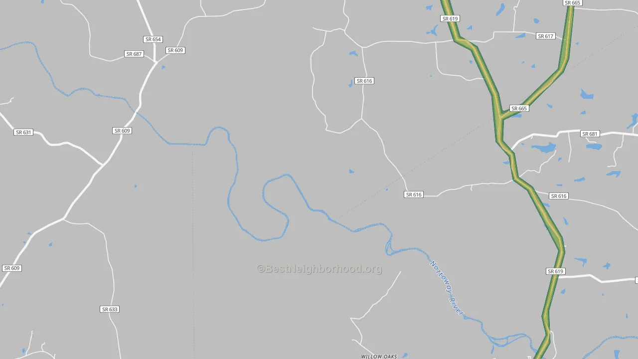 Callaville, VA Map of Noise Levels in Callaville