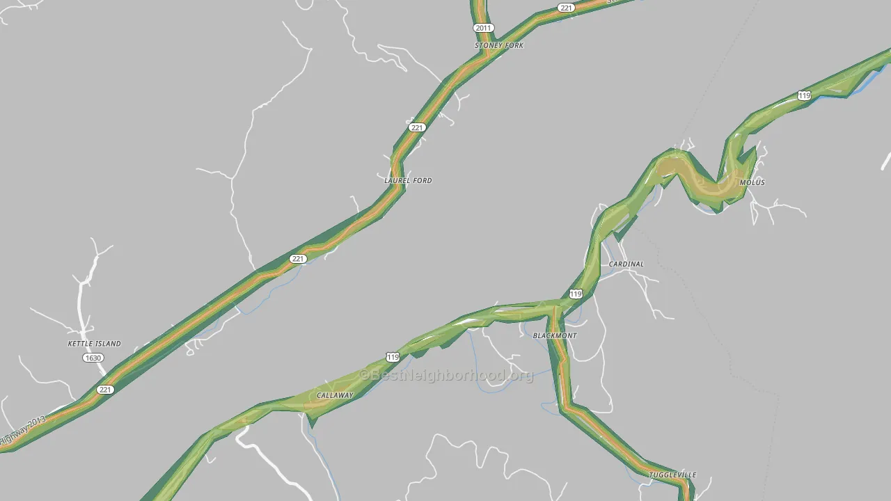 Callaway, KY Map of Noise Levels in Callaway