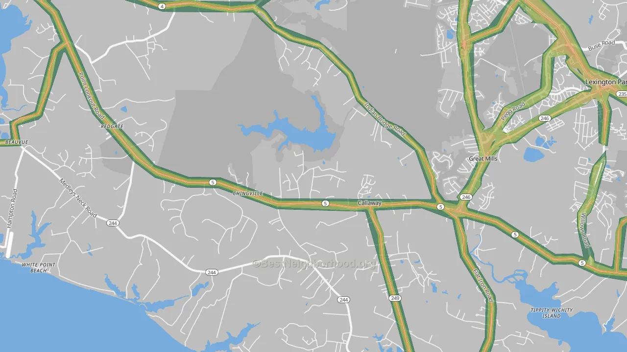Callaway, MD Map of Noise Levels in Callaway
