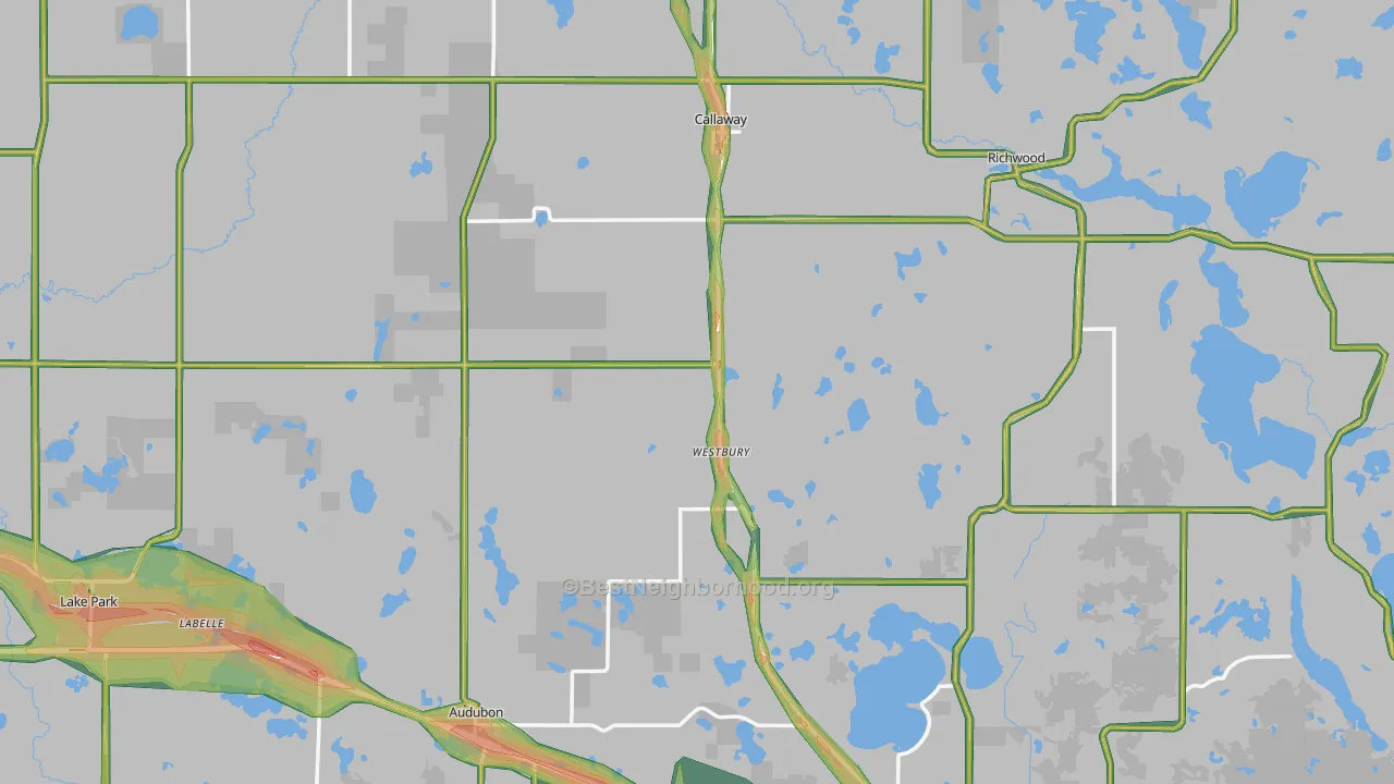 Callaway, MN Map of Noise Levels in Callaway