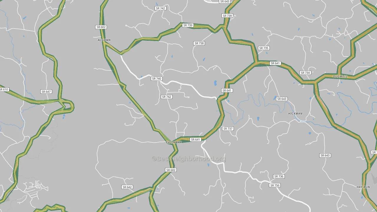 Callaway, VA Map of Noise Levels in Callaway