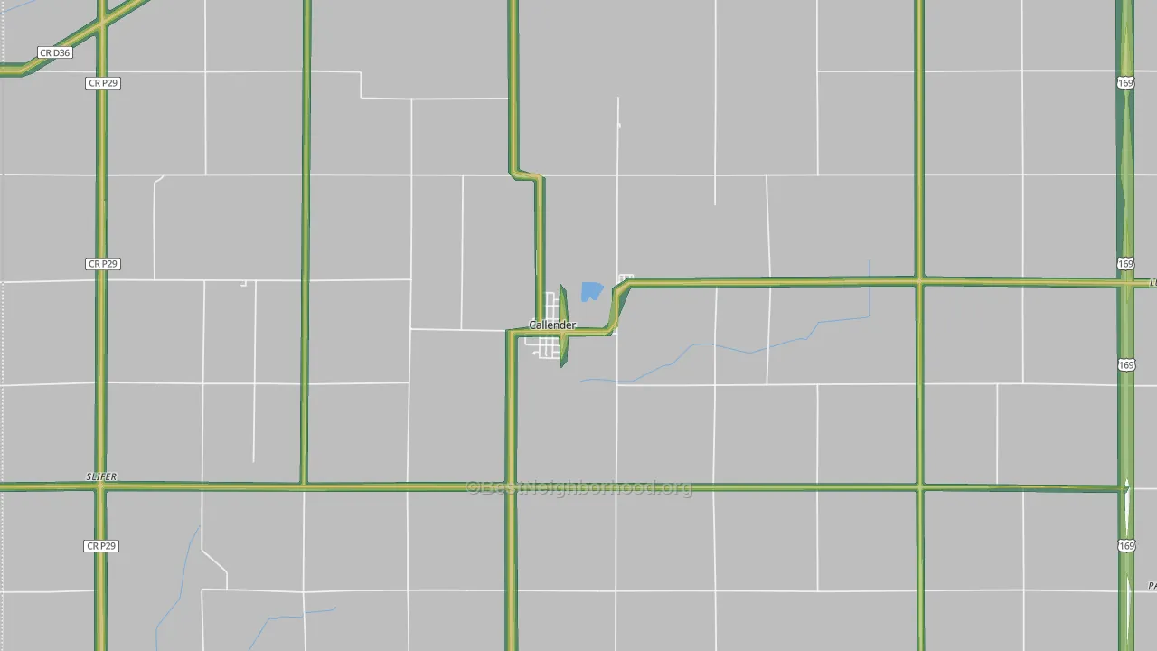 Callender, IA Map of Noise Levels in Callender