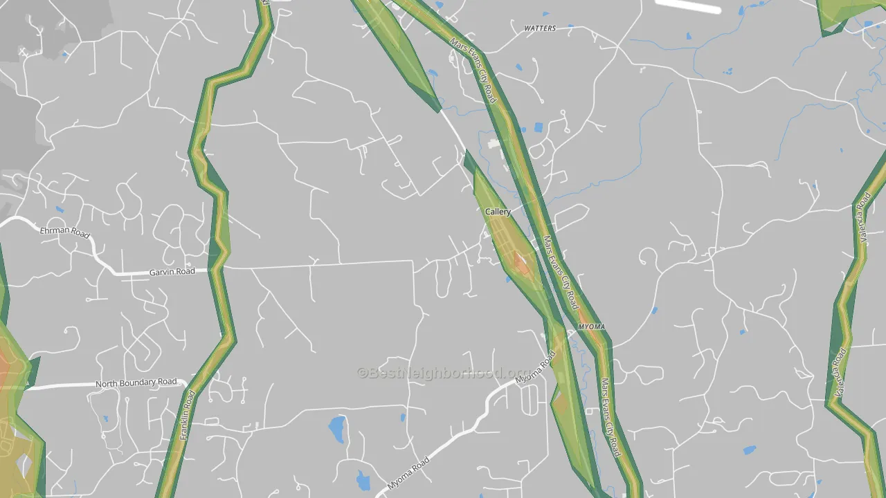 Callery, PA Map of Noise Levels in Callery