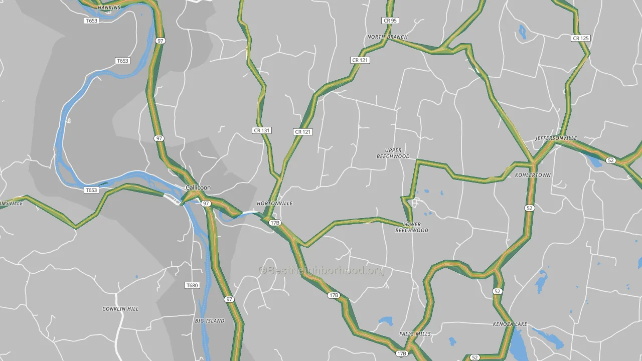 Callicoon, NY Map of Noise Levels in Callicoon