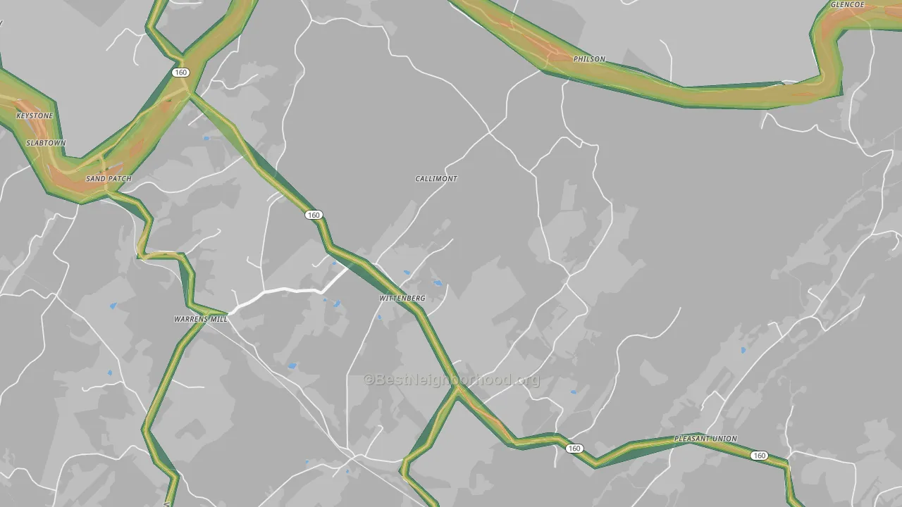 Callimont, PA Map of Noise Levels in Callimont