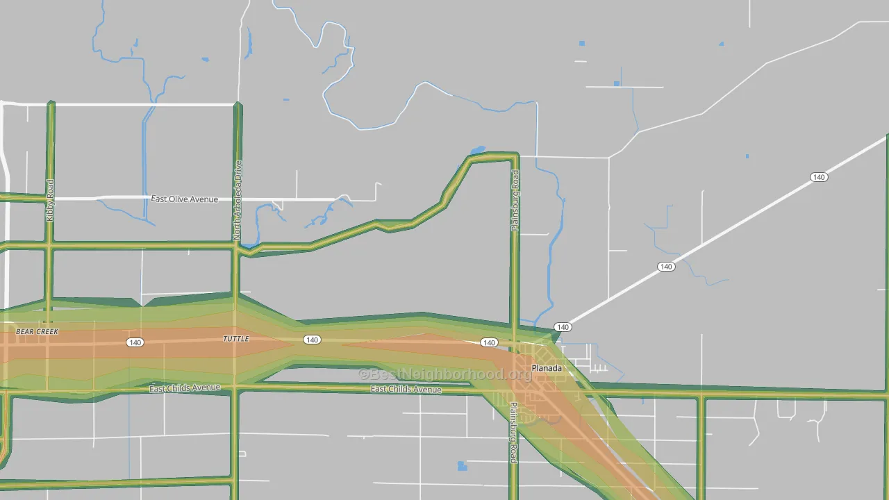 Calpack, CA Map of Noise Levels in Calpack