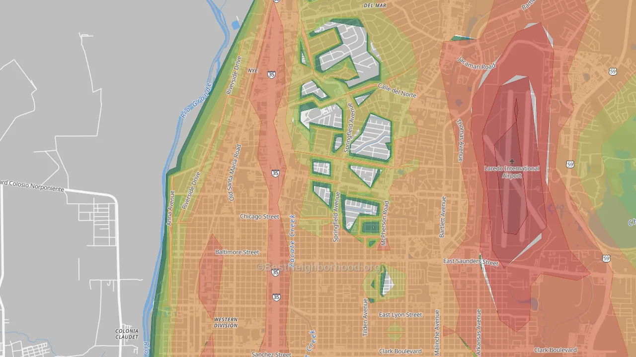 Calton Gardens, Laredo, TX Map of Noise Levels in Calton Gardens