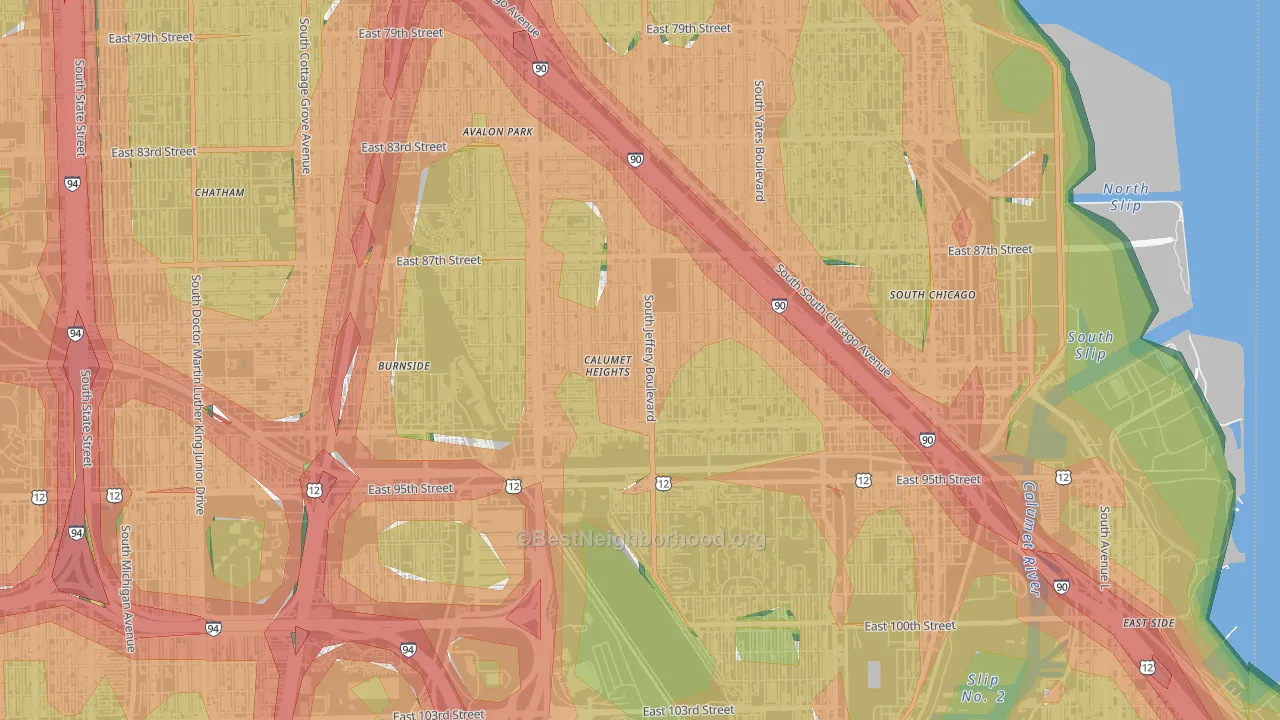 Calumet Heights, Chicago, IL Map of Noise Levels in Calumet Heights