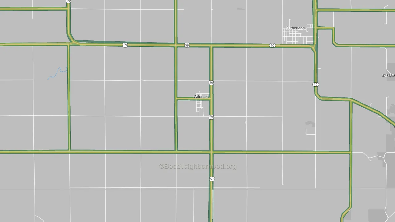 Calumet, IA Map of Noise Levels in Calumet