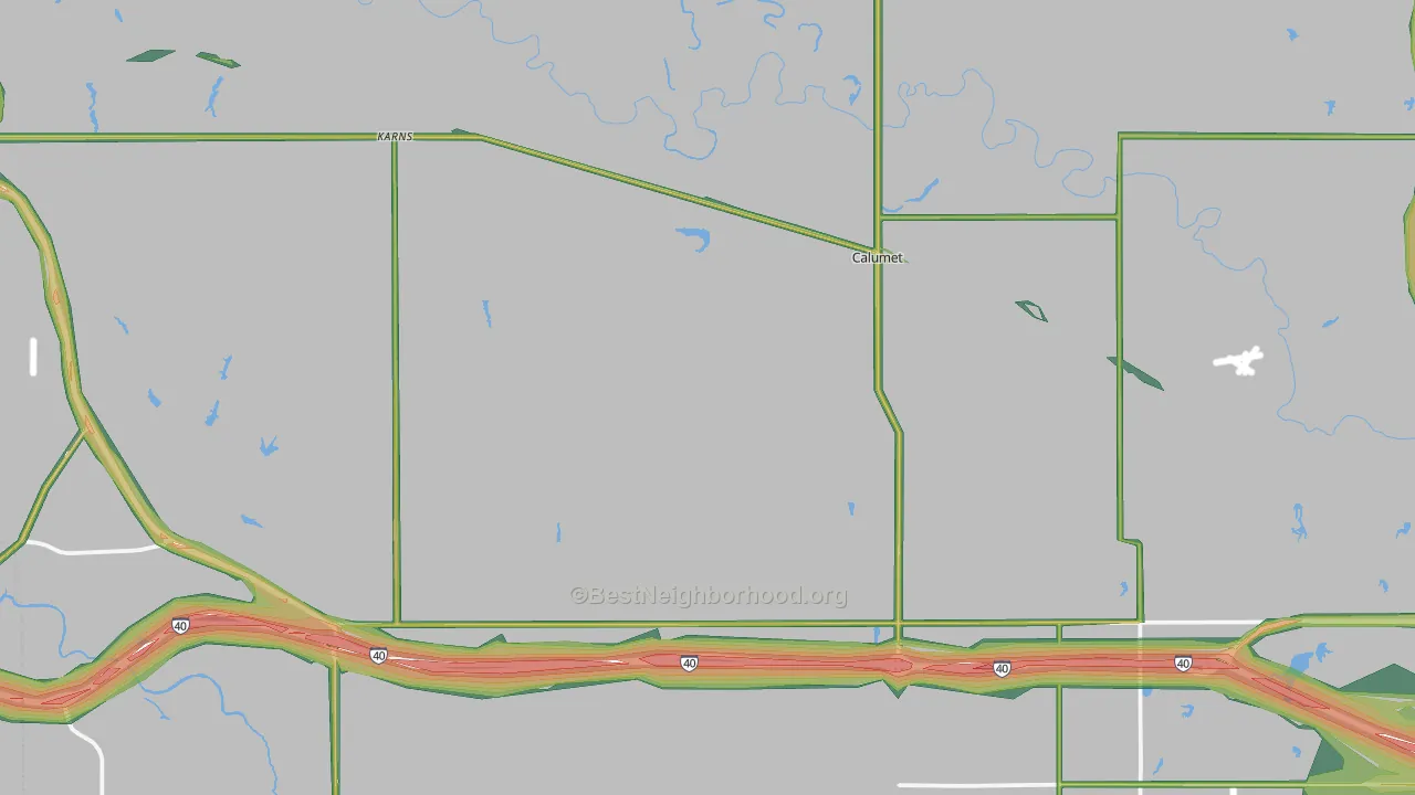 Calumet, OK Map of Noise Levels in Calumet