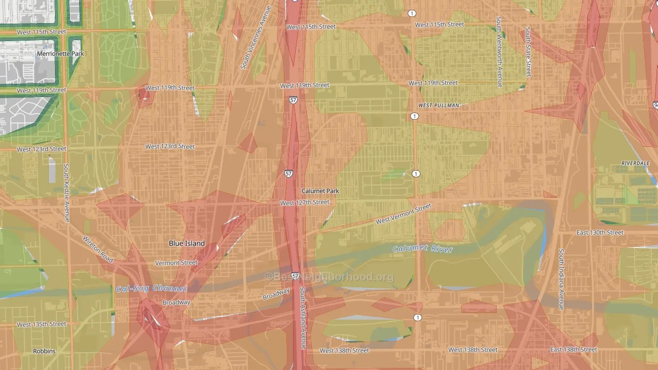 Calumet Park, IL Map of Noise Levels in Calumet Park