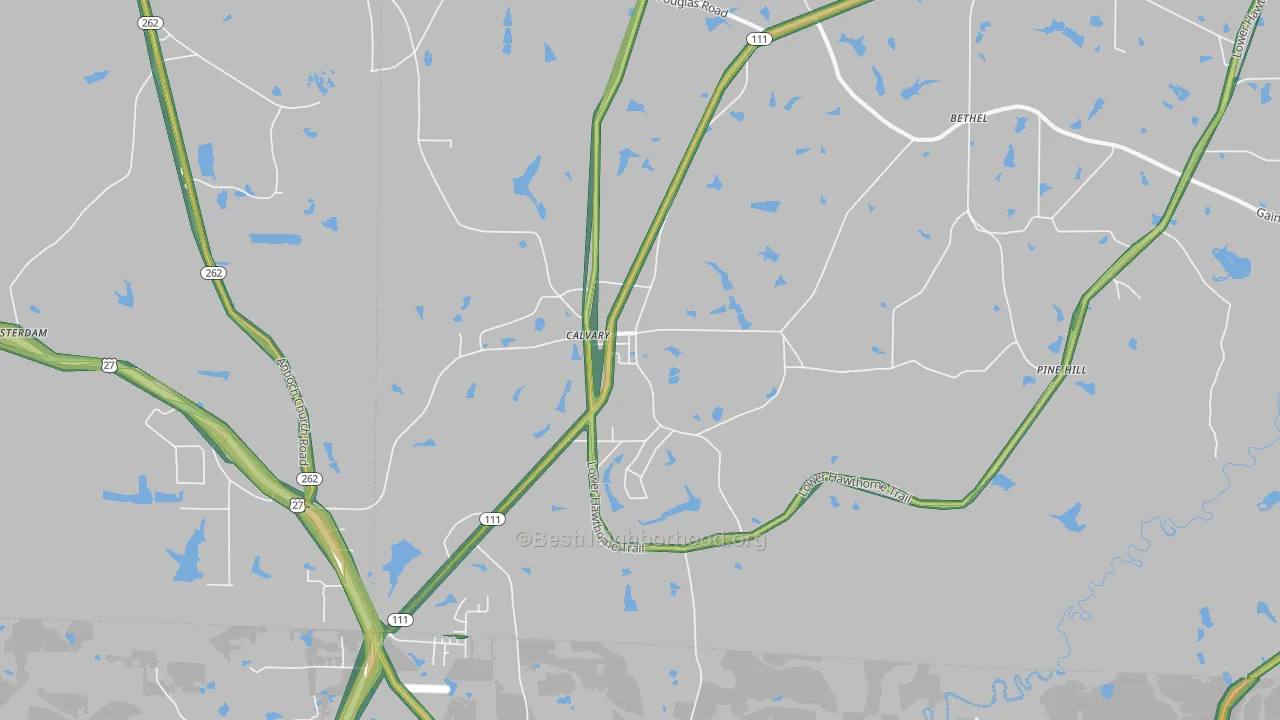 Calvary, GA Map of Noise Levels in Calvary