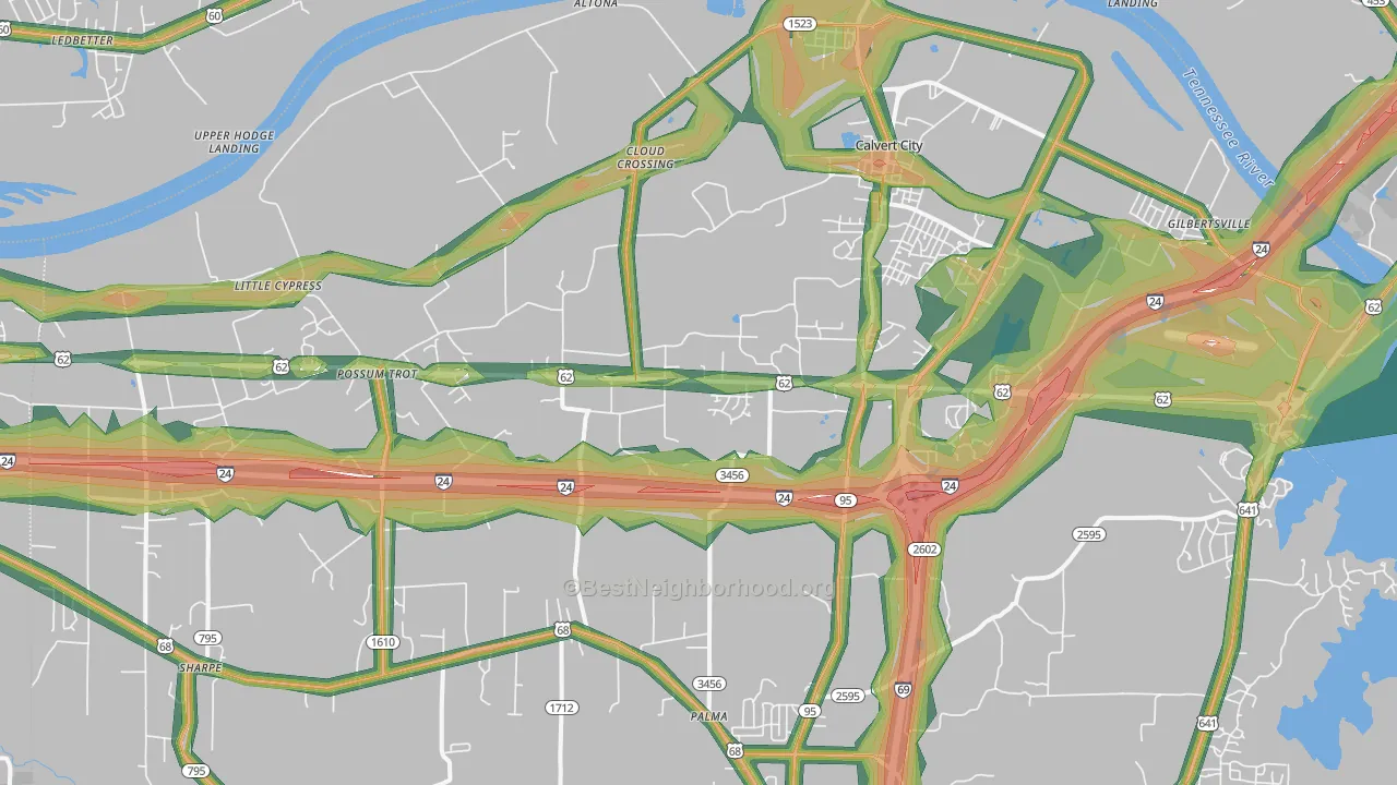 Calvert City, KY Map of Noise Levels in Calvert City