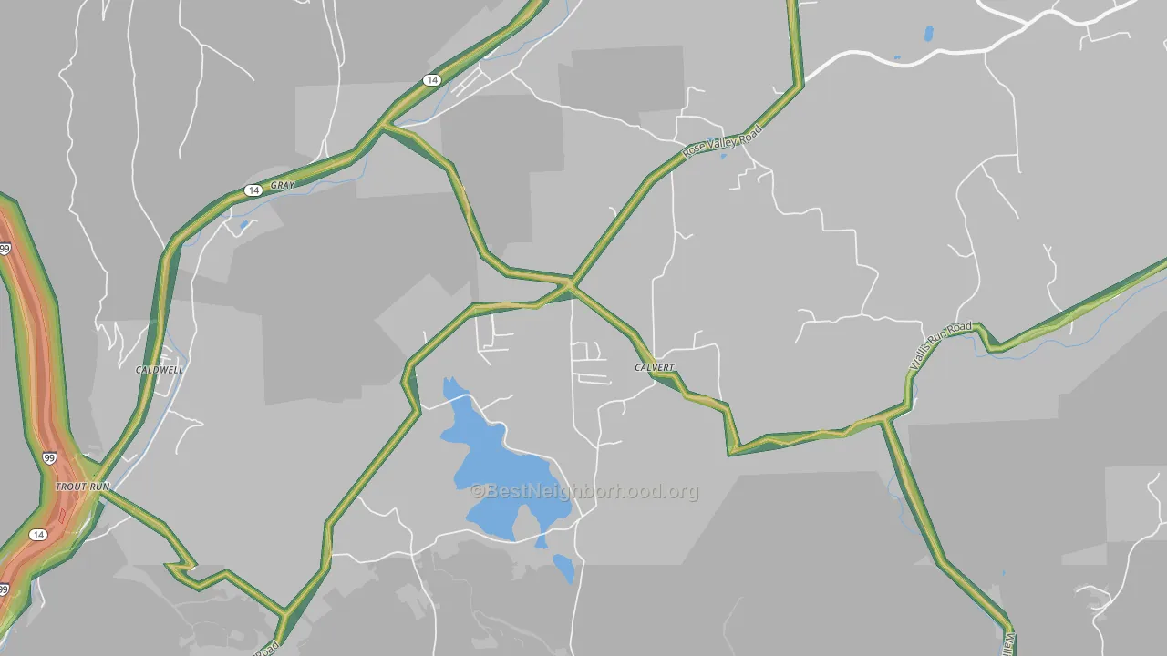 Calvert, PA Map of Noise Levels in Calvert