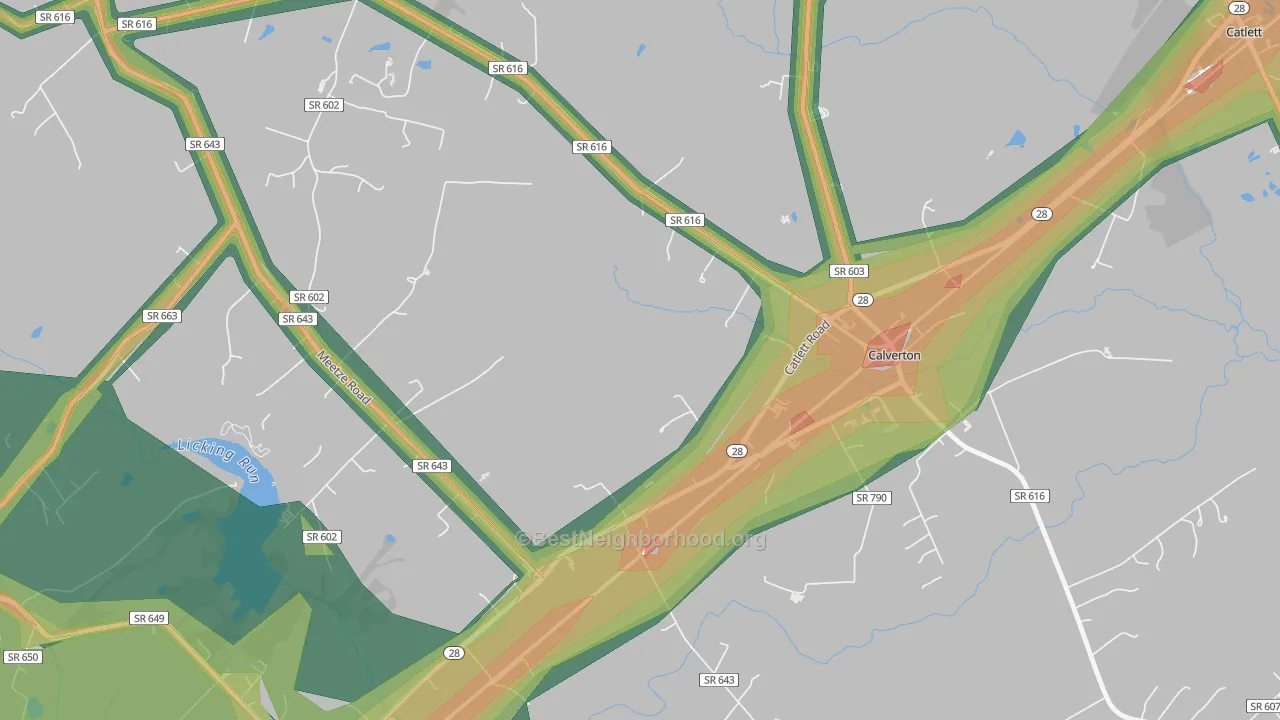 Calverton, VA Map of Noise Levels in Calverton
