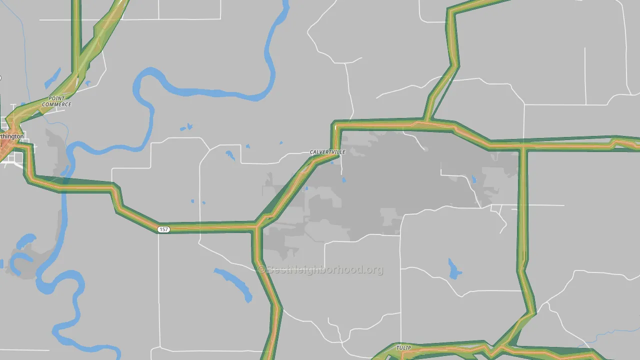 Calvertville, IN Map of Noise Levels in Calvertville