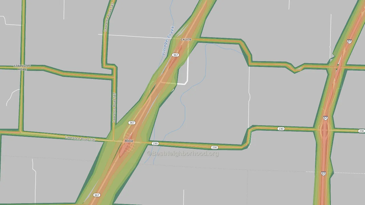 Calvin, AR Map of Noise Levels in Calvin