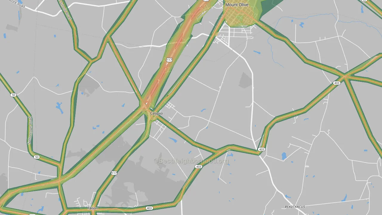 Calypso, NC Map of Noise Levels in Calypso