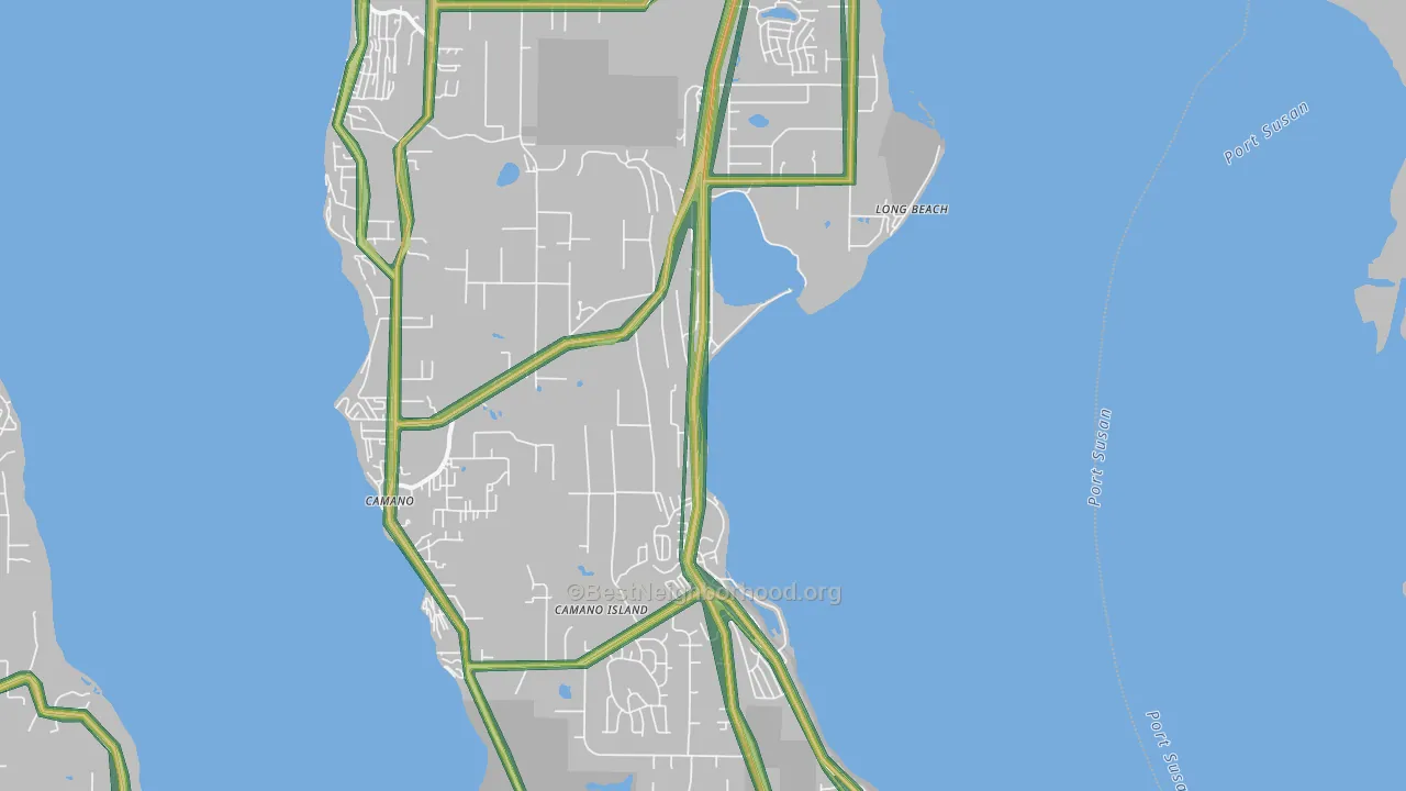 Camano Island, WA Map of Noise Levels in Camano Island