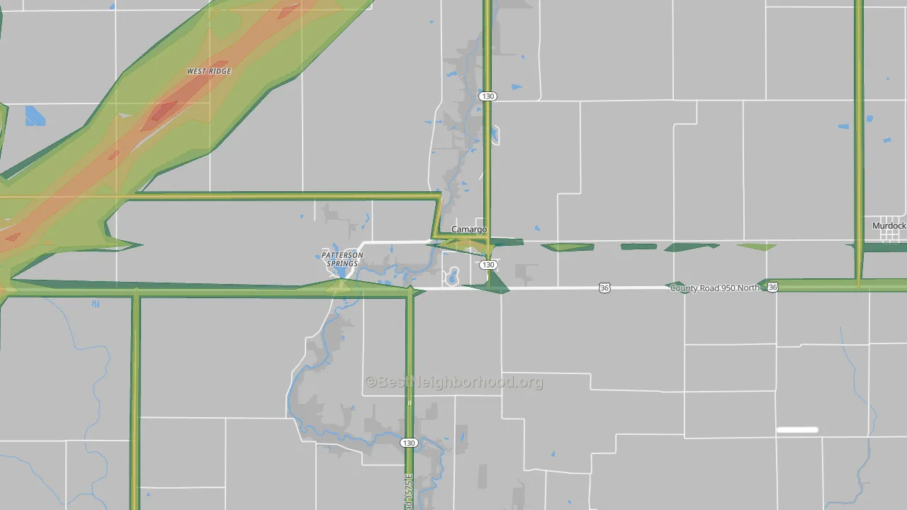 Camargo, IL Map of Noise Levels in Camargo