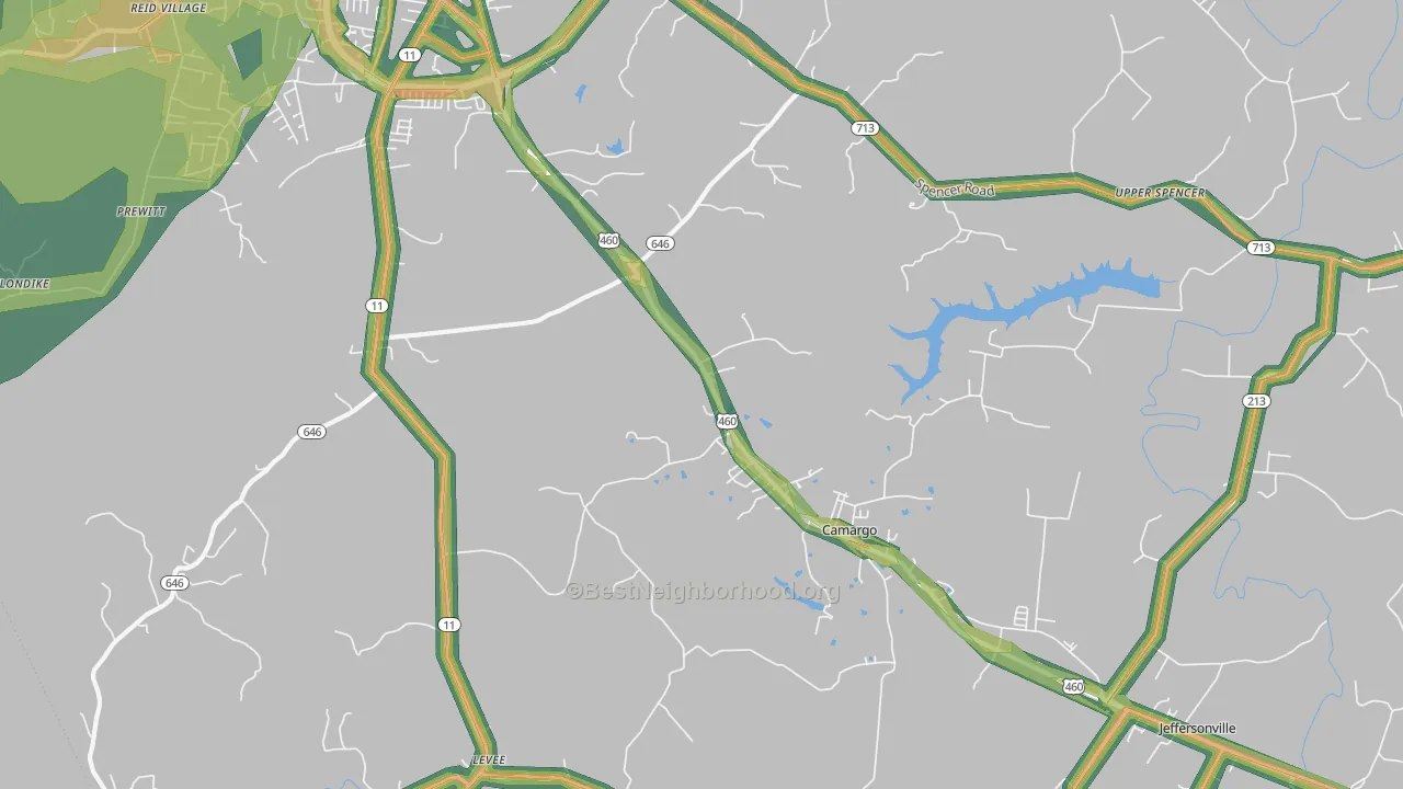Camargo, KY Map of Noise Levels in Camargo