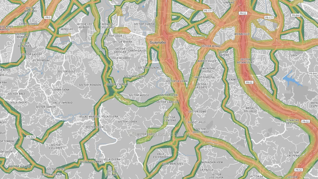 Camarones, PR Map of Noise Levels in Camarones