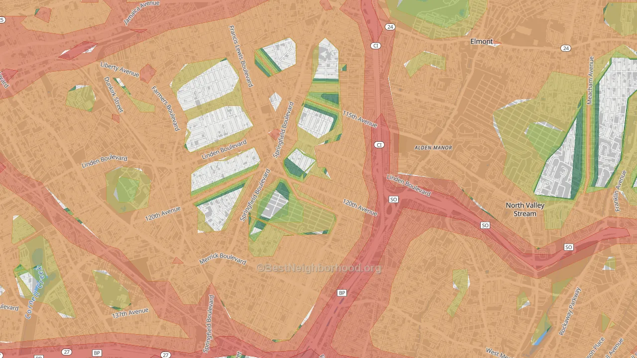 Cambria Heights, Queens, NY Map of Noise Levels in Cambria Heights