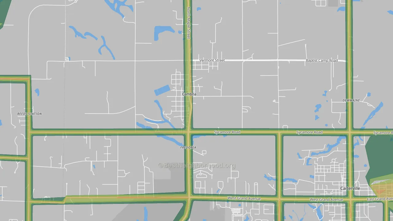 Cambria, IL Map of Noise Levels in Cambria