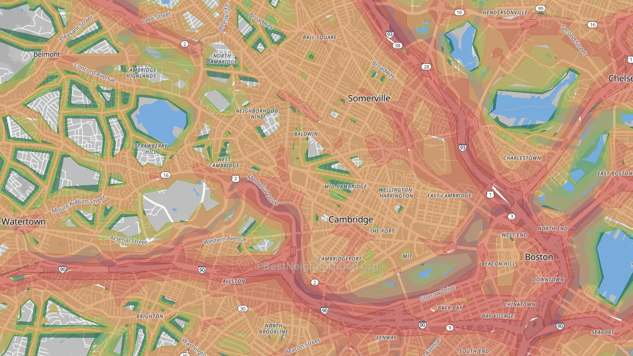 Cambridge, MA Map of Noise Levels in Cambridge