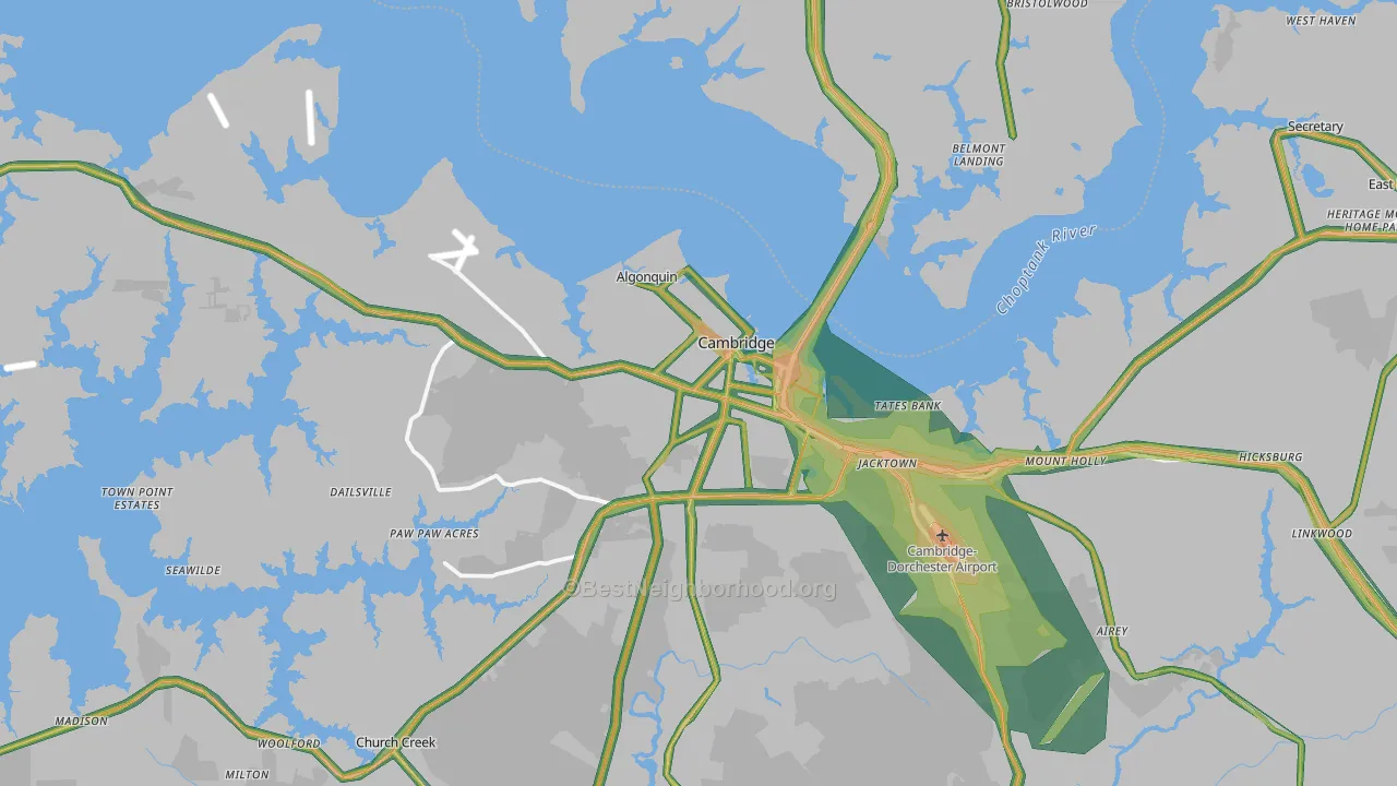 Cambridge, MD Map of Noise Levels in Cambridge