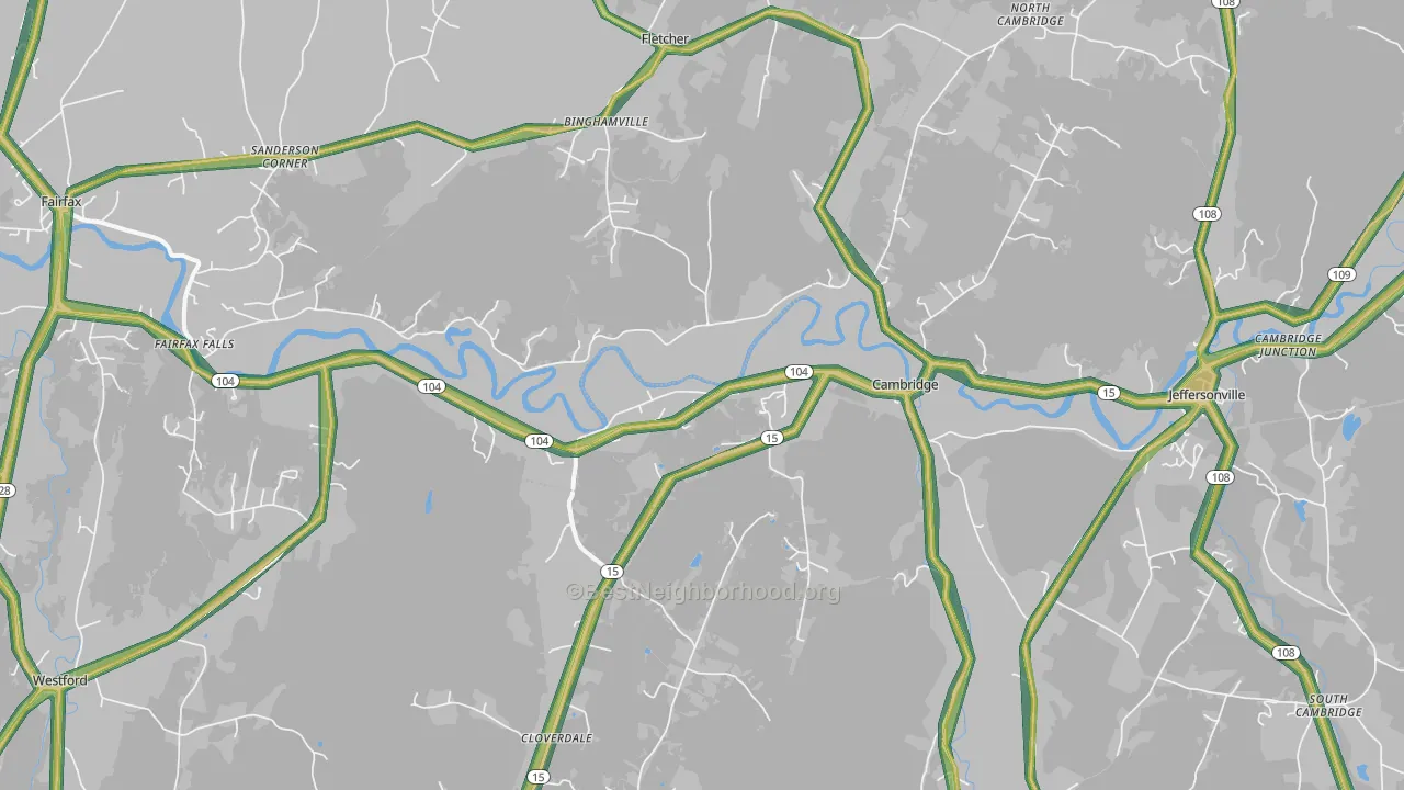 Cambridge, VT Map of Noise Levels in Cambridge