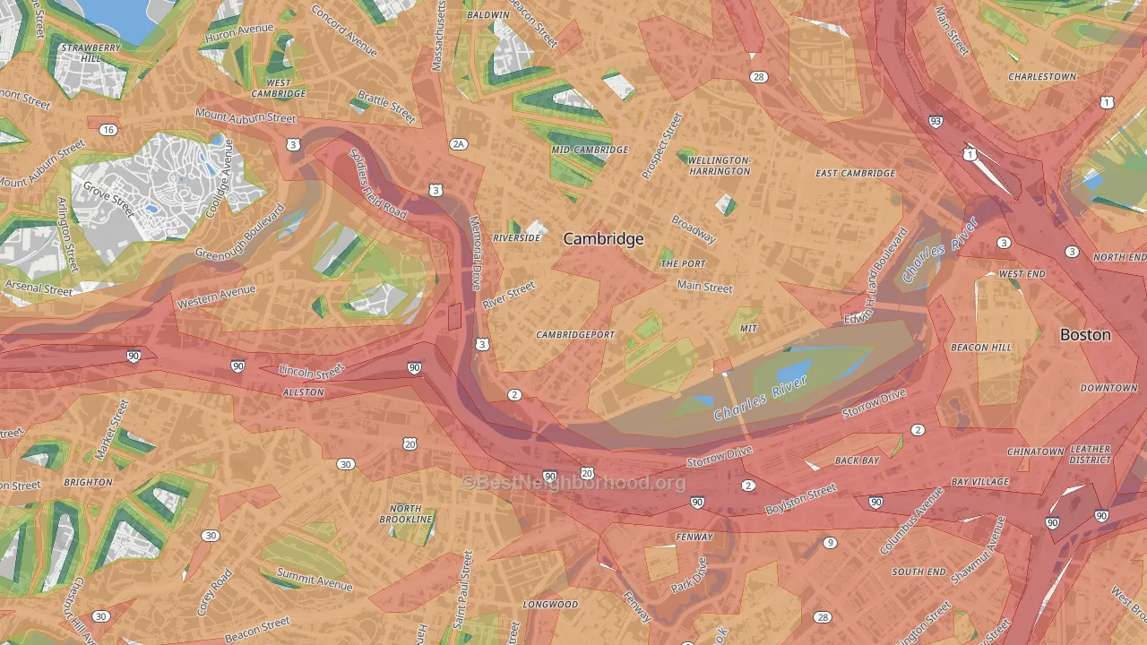 Cambridgeport, Cambridge, MA Map of Noise Levels in Cambridgeport