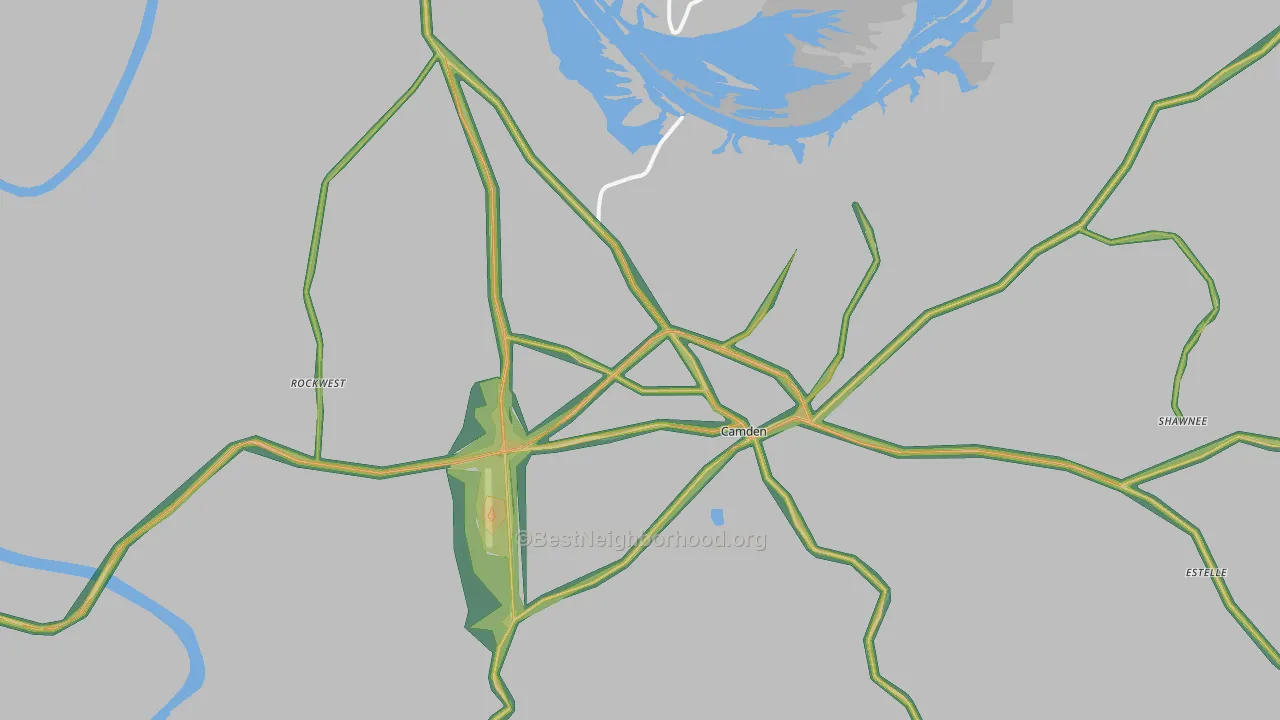Camden, AL Map of Noise Levels in Camden