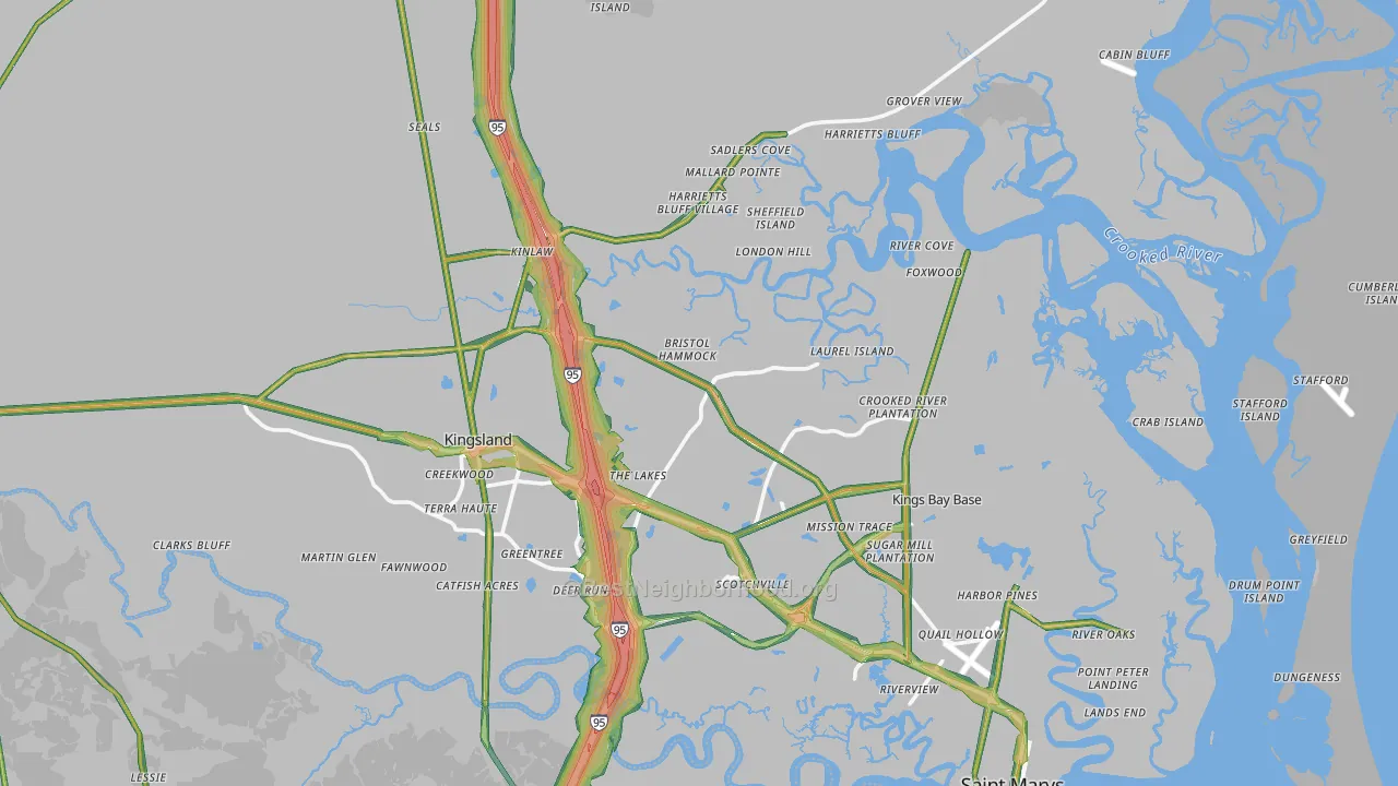 Camden County, GA Map of Noise Levels in Camden County