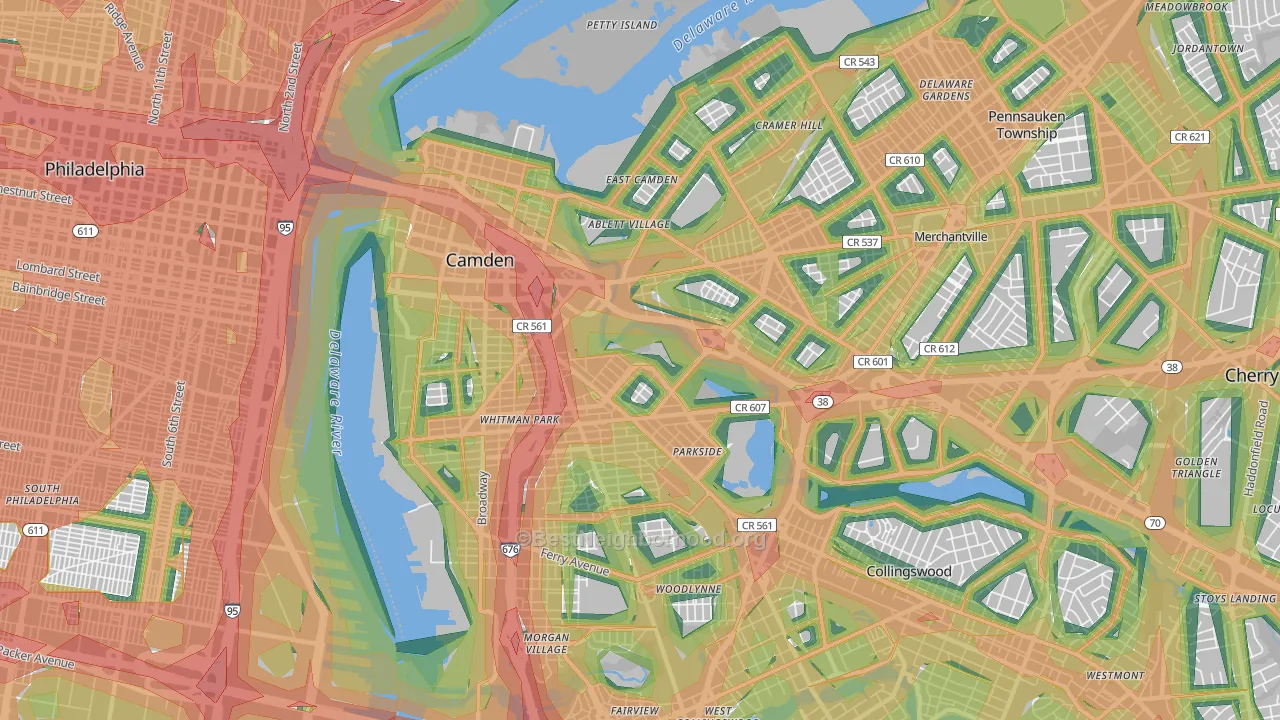 Camden, NJ Map of Noise Levels in Camden