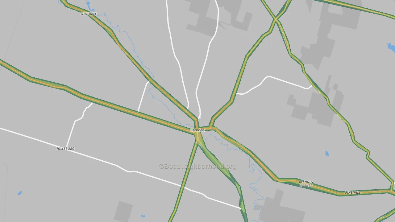 Camden, NY Map of Noise Levels in Camden