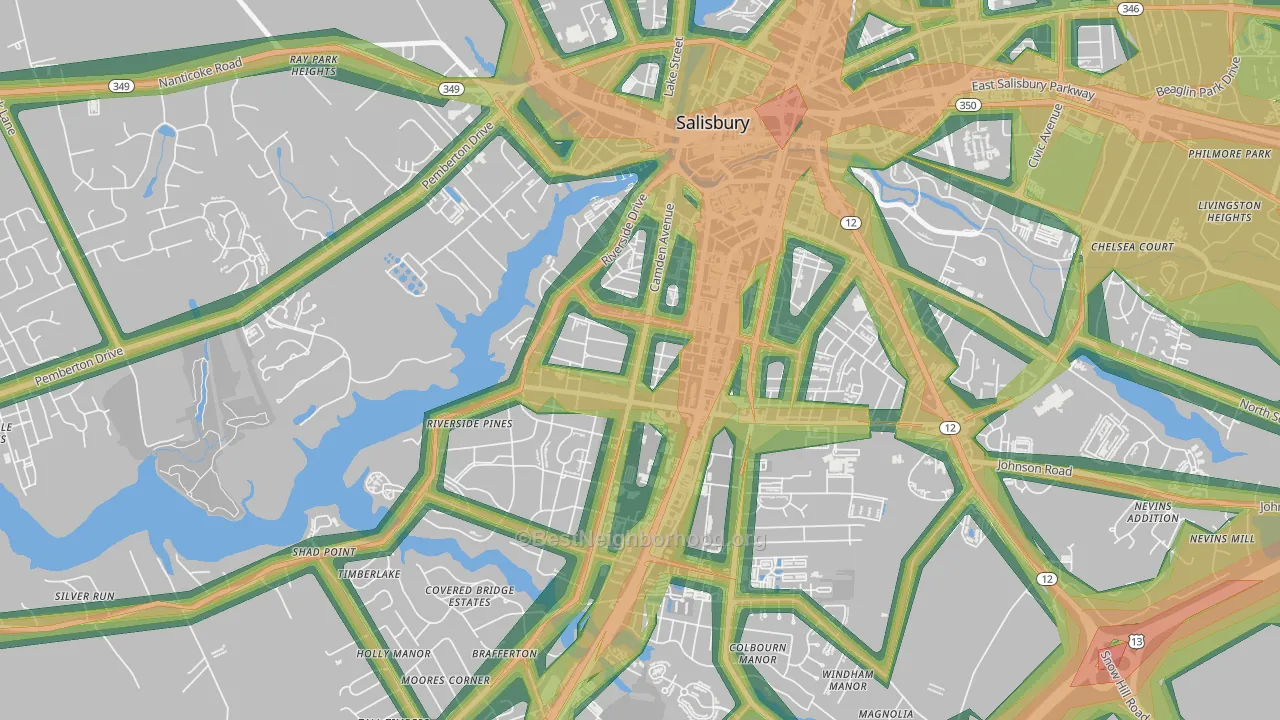Camden, Salisbury, MD Map of Noise Levels in Camden