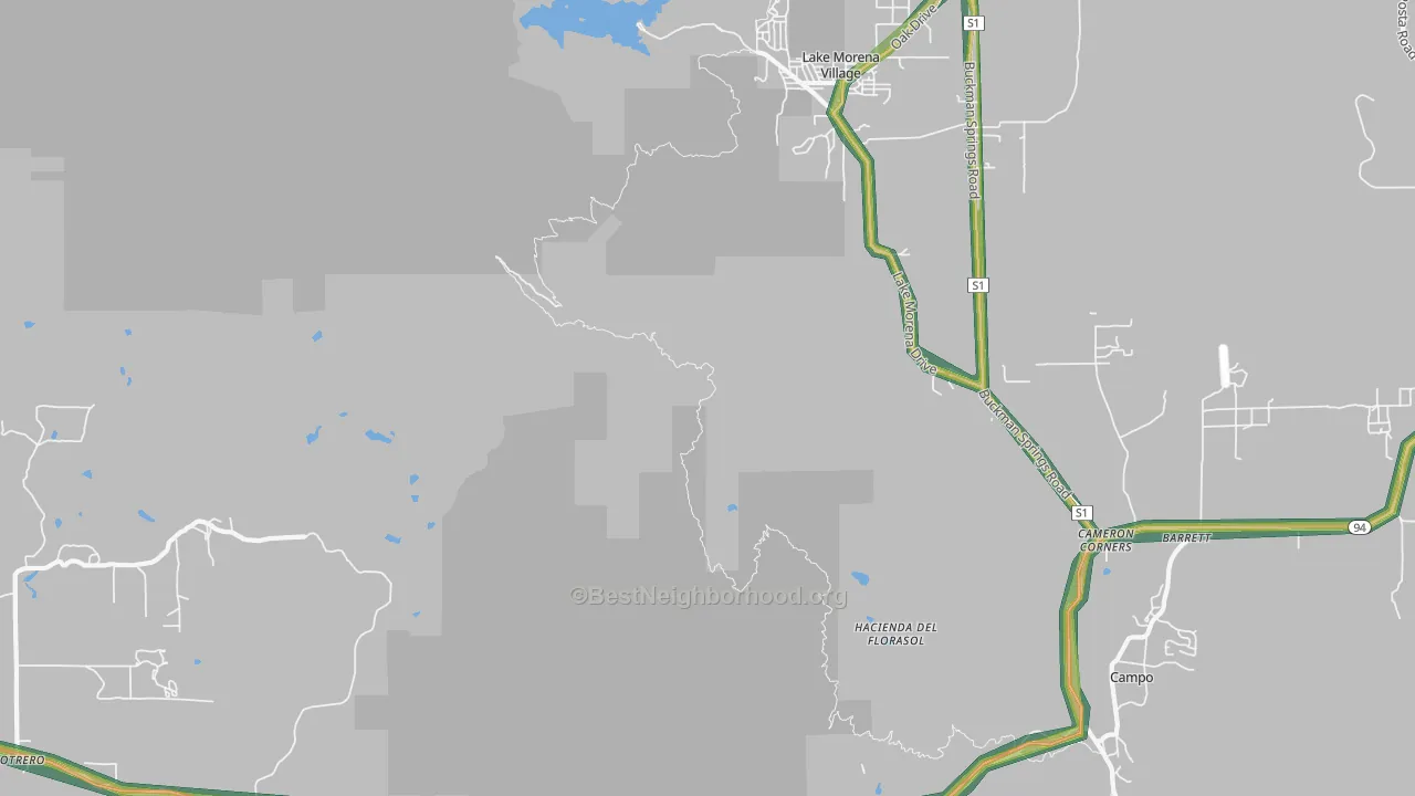 Cameron Corners, CA Map of Noise Levels in Cameron Corners