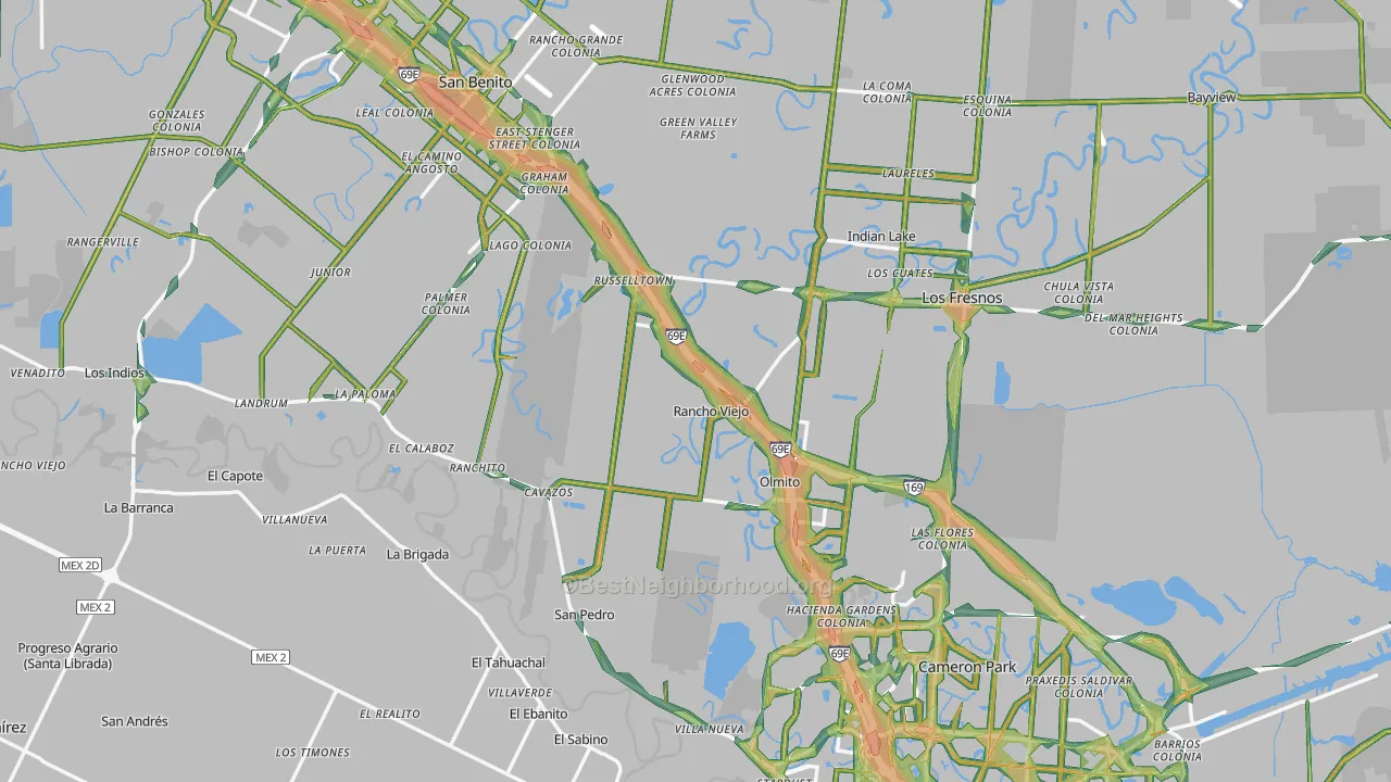 Cameron County, TX Map of Noise Levels in Cameron County