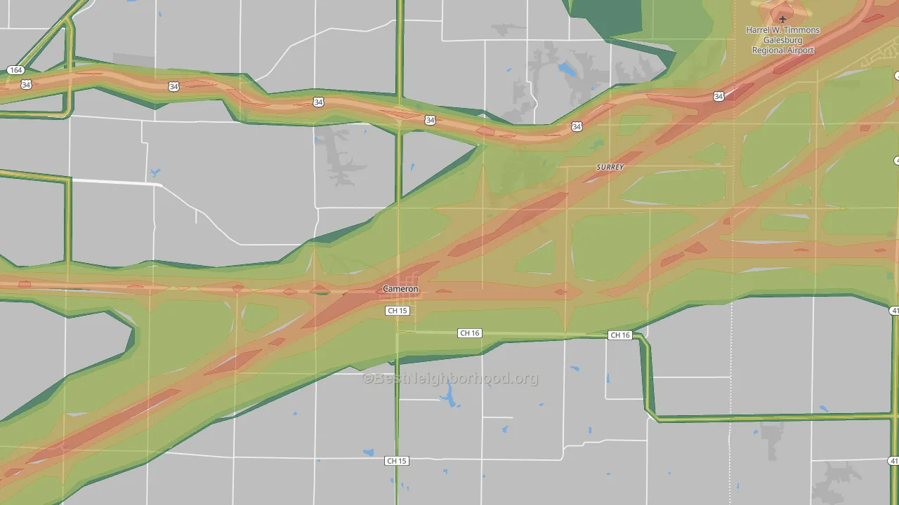 Cameron, IL Map of Noise Levels in Cameron
