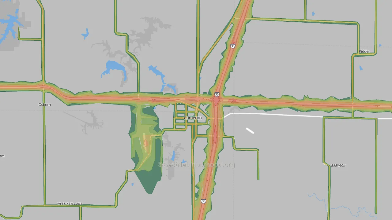 Cameron, MO Map of Noise Levels in Cameron