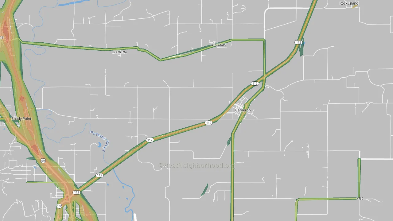 Cameron, OK Map of Noise Levels in Cameron