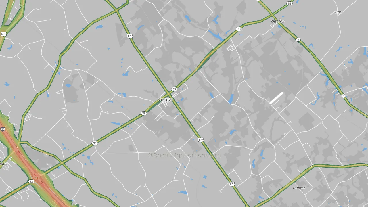 Cameron, SC Map of Noise Levels in Cameron