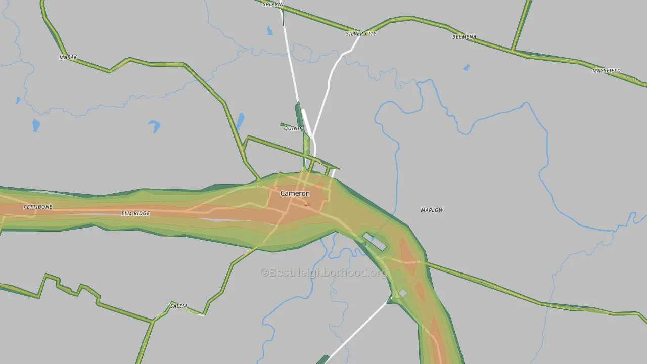 Cameron, TX Map of Noise Levels in Cameron