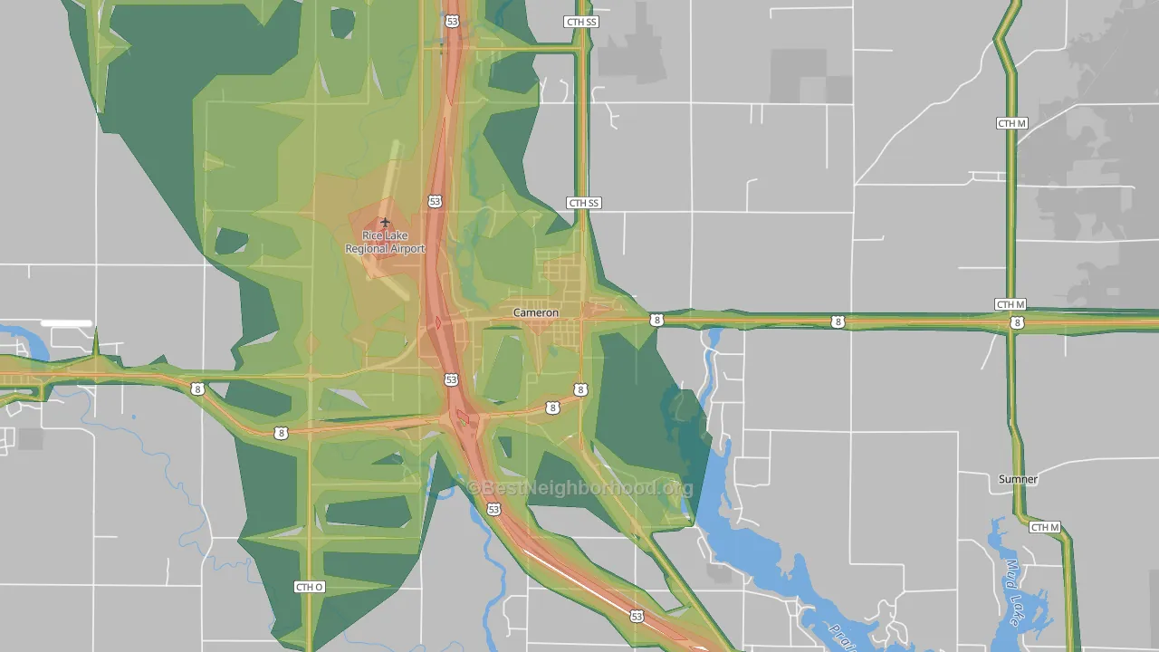 Cameron, WI Map of Noise Levels in Cameron