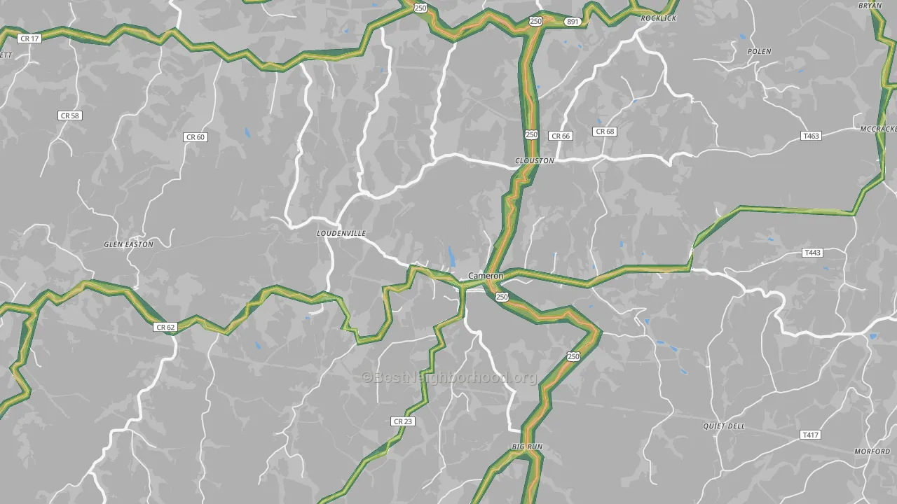 Cameron, WV Map of Noise Levels in Cameron