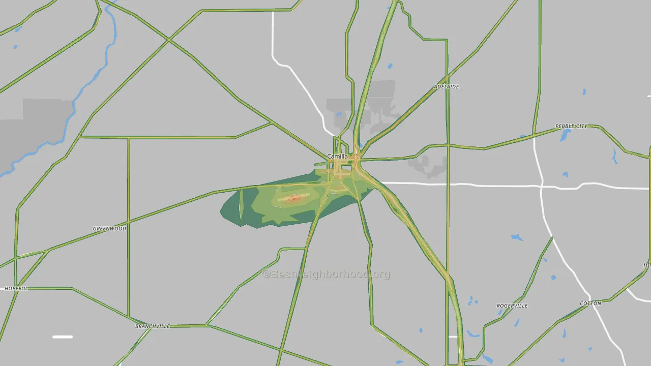 Camilla, GA Map of Noise Levels in Camilla